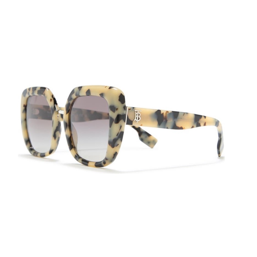 Burberry 53mm Oversize Square Tortoise Sunglasses - BEIGE TORTOISE GREY GRADIENT - Picture 2 of 3